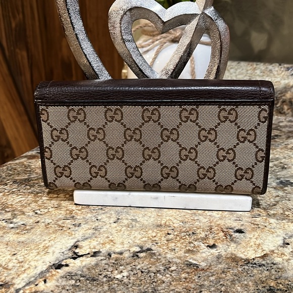 GUCCI EUC HORSEBIT 1955 LEATHER/CLOTH WALLET - Picture 4 of 9